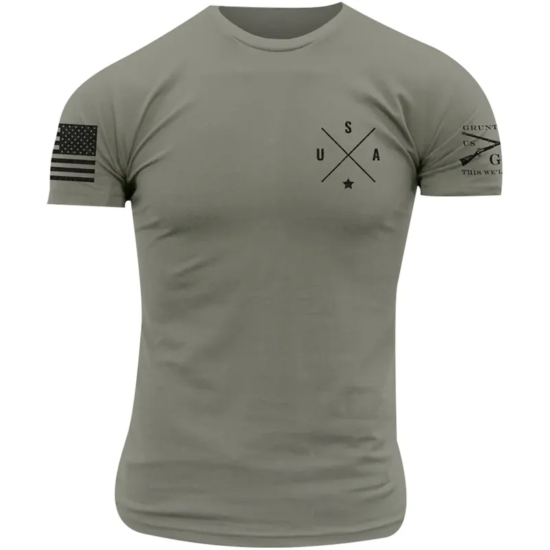 Op = Op Grunt Style Simple USA T-shirt - Steengrijs S