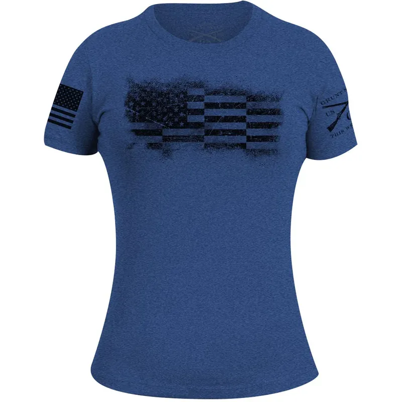 Grunt Style Dames Bar Flag T-shirt - Koningsblauw S Uitverkoop