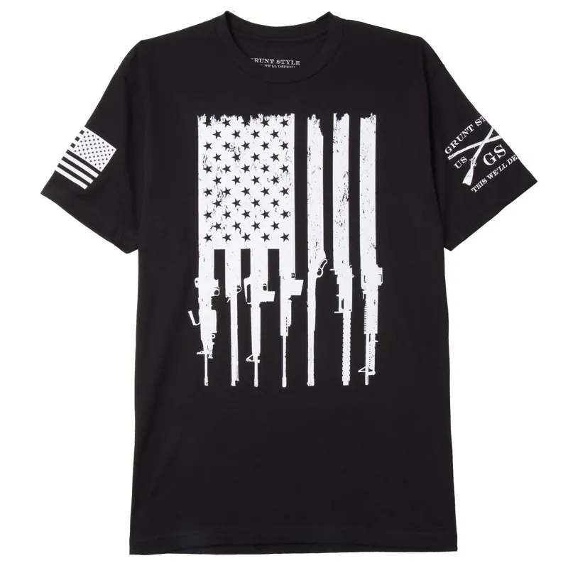 Grunt Style Rifle Flag T-shirt - Zwart S Goedkoop