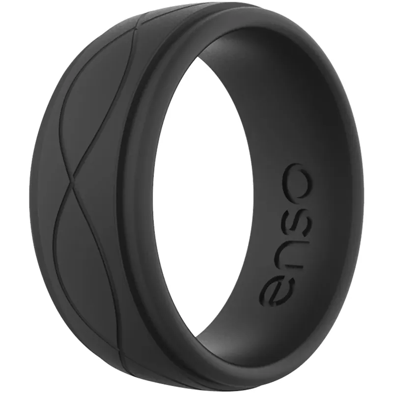 Enso Rings Heren Infinity Serie Siliconen Ring - Obsidiaan Exclusieve Aanbieding