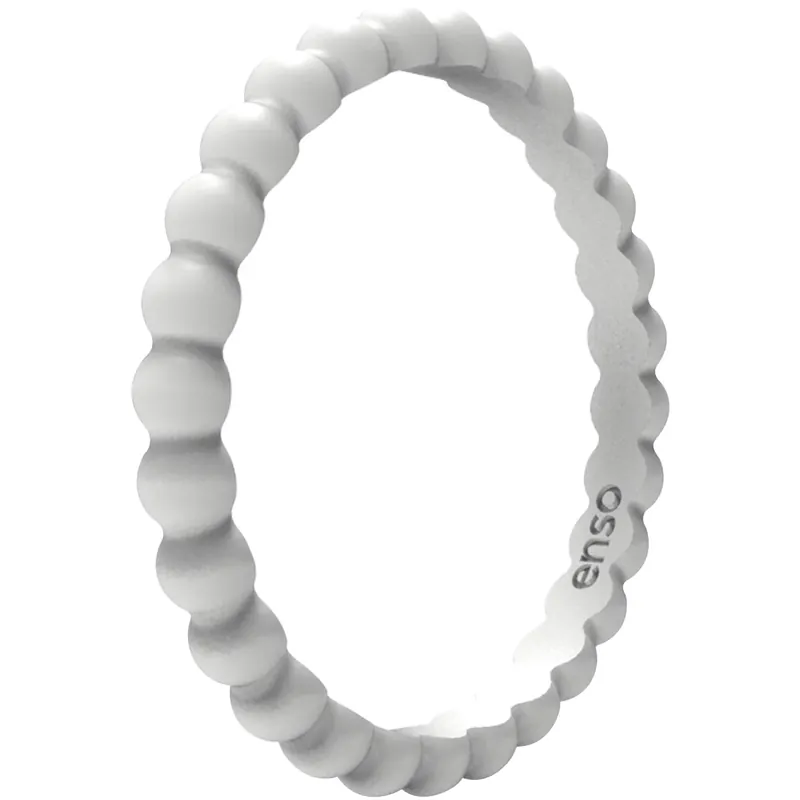 Enso Rings Beaded Stackables Siliconen Ring Gekraald - Mistig Grijs Gereduceerde Prijs