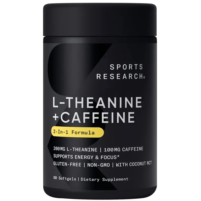 Sports Research L-Theanine & Cafeïne Voedingssupplement - 60 Softgels Weekendaanbieding