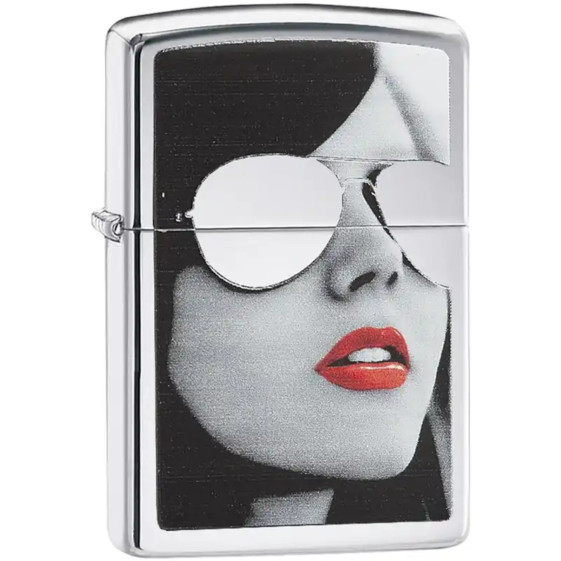 Dagaanbieding Zippo hoog gepolijste chromen zonnebril zakaansteker