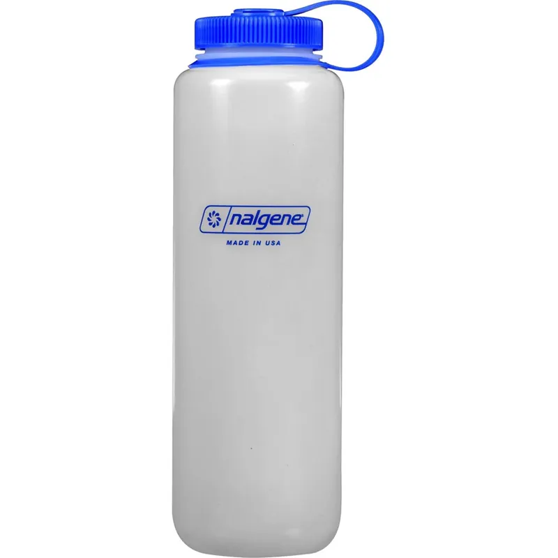 Direct Beschikbaar Nalgene Ultralite Wide Mouth Ronde Loop Top Waterfles - 48 oz. - Helder/Blauw