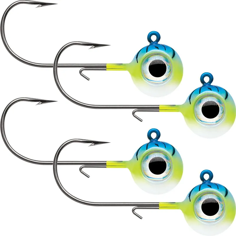 Dagaanbieding VMC Neon Moon Eye 1/4 Oz. 3D Holografische Jig - 4-Pack - Blue Fire UV