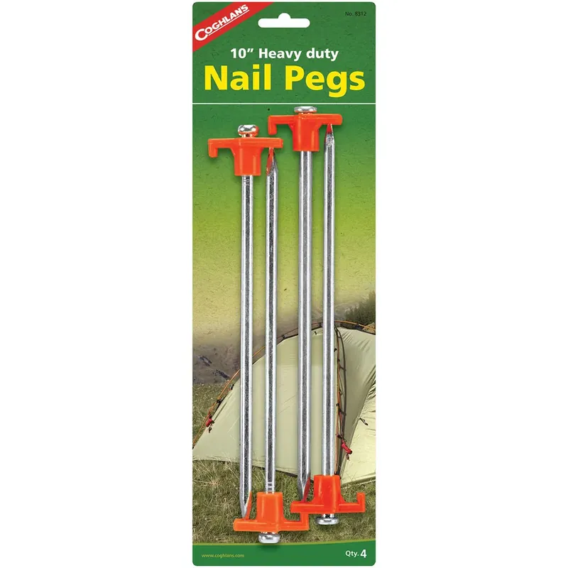Coghlan's 10" Heavy Duty spijkerpennen (4-pack), geplateerde stalen haring, ideaal voor tenten Speciale Aanbieding