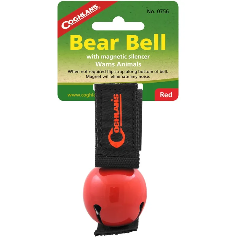 Coghlan's Bear Bell met magnetische geluiddemper en draagriem, veiligheid bij wandelen en kamperen Rood Voordeelprijs
