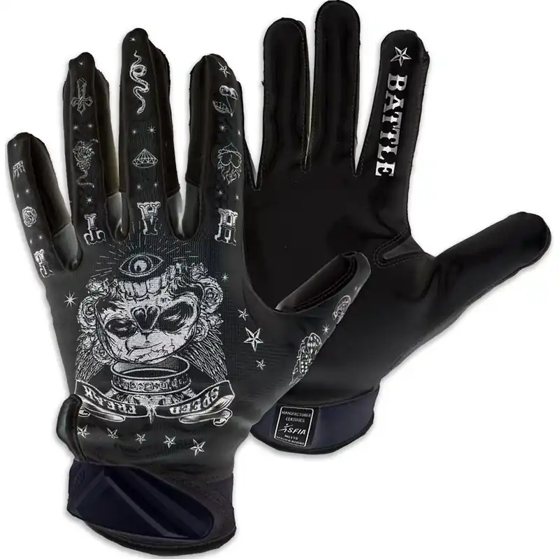 Battle Sports Speed Freak Cloaked Adult Football Receiver Handschoenen - Zwart S Weekendaanbieding