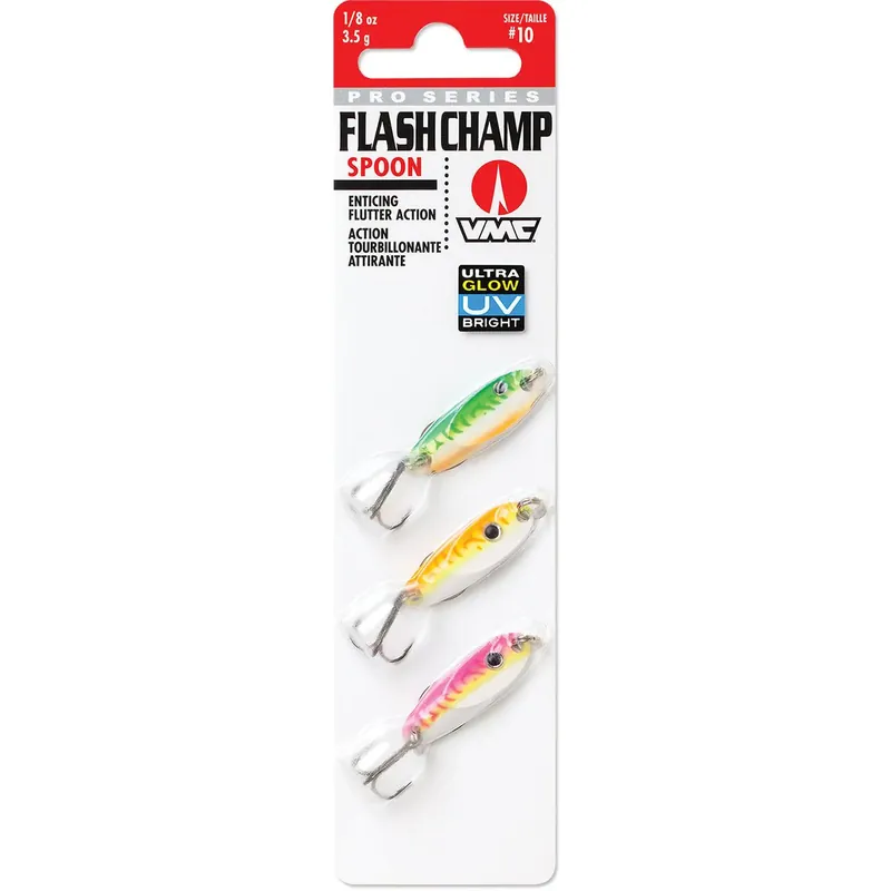 Goedkoop VMC 1/32 oz. Ultra Glow UV Flash Champ Soon Vislokaas 3-Pack