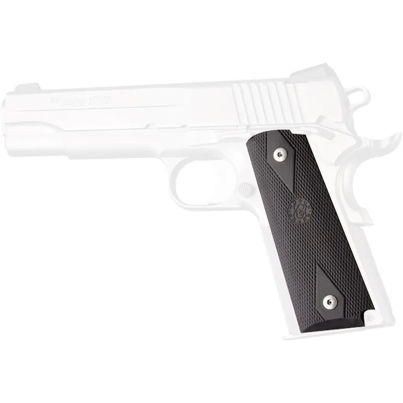 Hogue 1911 Government Model Geruit Over Gegoten Rubberen Handgrepen Zwart Seizoensaanbieding