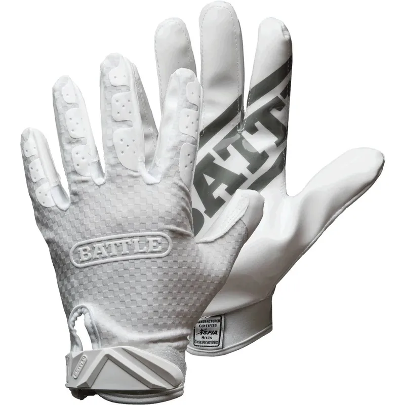 Battle Sports Triple Threat Adult Football Receiver Handschoenen - Wit S Speciale Aanbieding