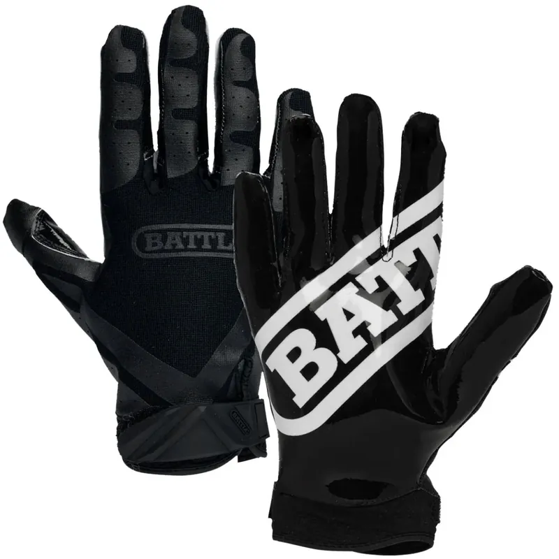Nu Kopen Battle Receivers Double Threat Voetbalhandschoenen - Zwart/Zwart Jeugd S