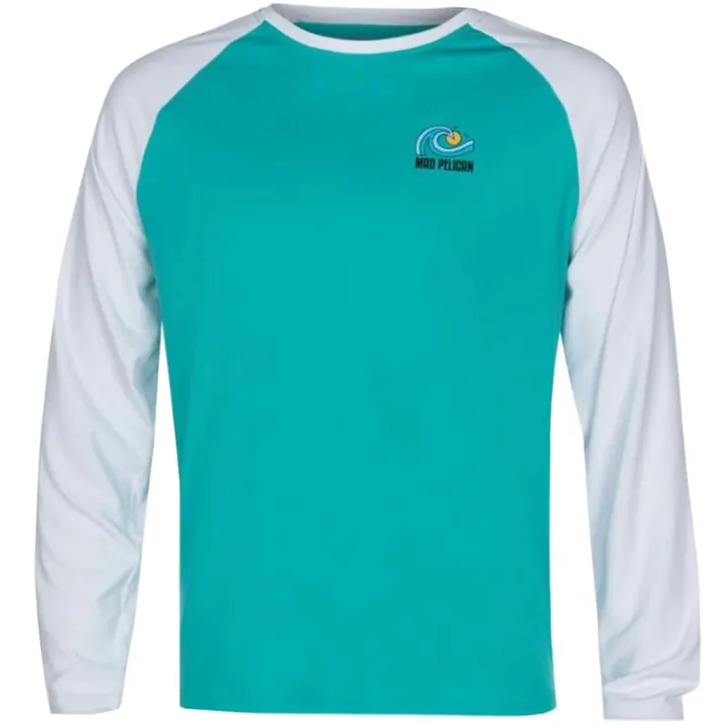 Beperkt Aanbod Mad Pelican Block Wave Sun Kicker Raglan UV T-shirt met lange mouwen - Fel aqua S