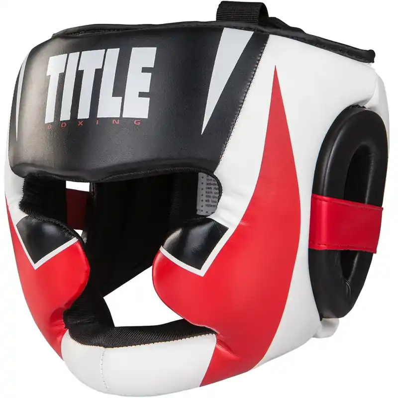 Title Boxing Command lichtgewicht full-face trainingshoofddeksel - zwart/wit/rood M Finale Uitverkoop