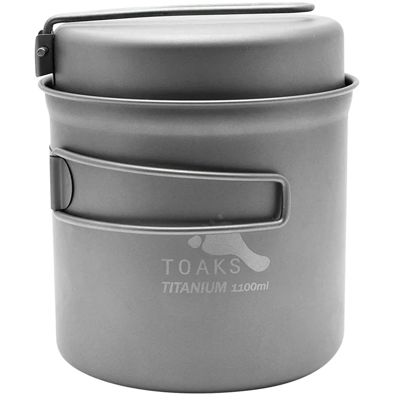 TOAKS Titanium Outdoor Camping Cook Pot met pan en opvouwbare handgrepen 1100 ml Voordeelprijs