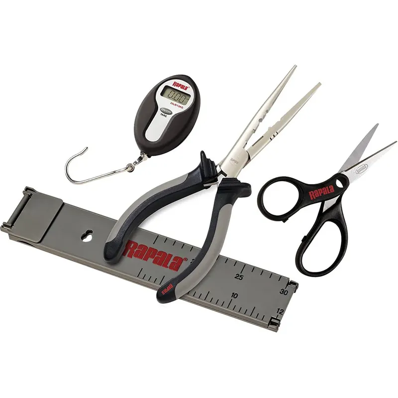 Rapala Fisherman's Tool Combo Pack (schaar, tang, liniaal, weegschaal) - Zwart Nieuw
