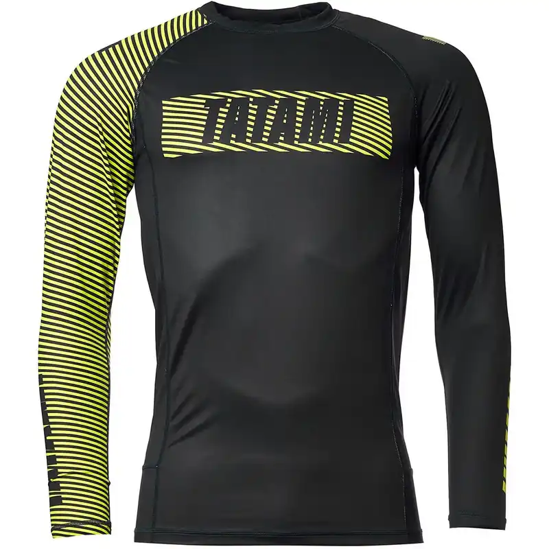 Tatami Fightwear Essential 3.0 Rashguard met lange mouwen - Zwart/Geel S Superprijs