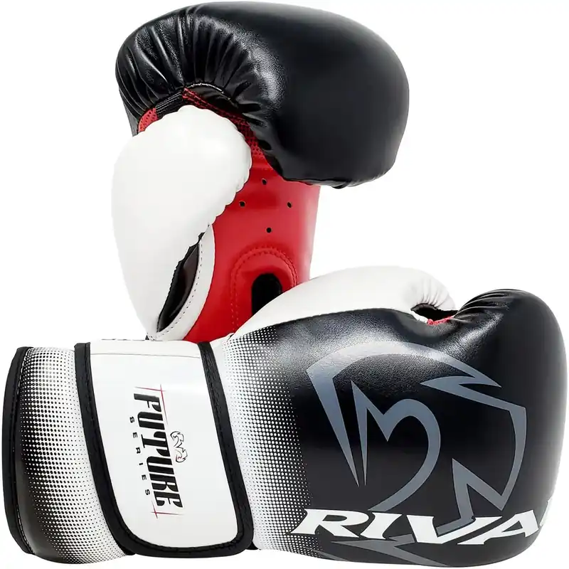 Beperkte Voorraad RIVAL Boxing Youth RS-FTR Future Klittenband Sparring Handschoenen - Zwart/Rood/Wit 8 oz.