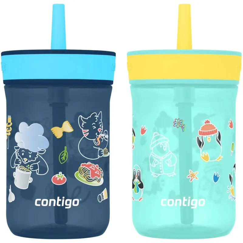 Contigo Kid's 14 oz. Leighton morsbestendige beker met rietje, 2-pack Vlinders & Honingbijen/Lama’s Speciale Aanbieding
