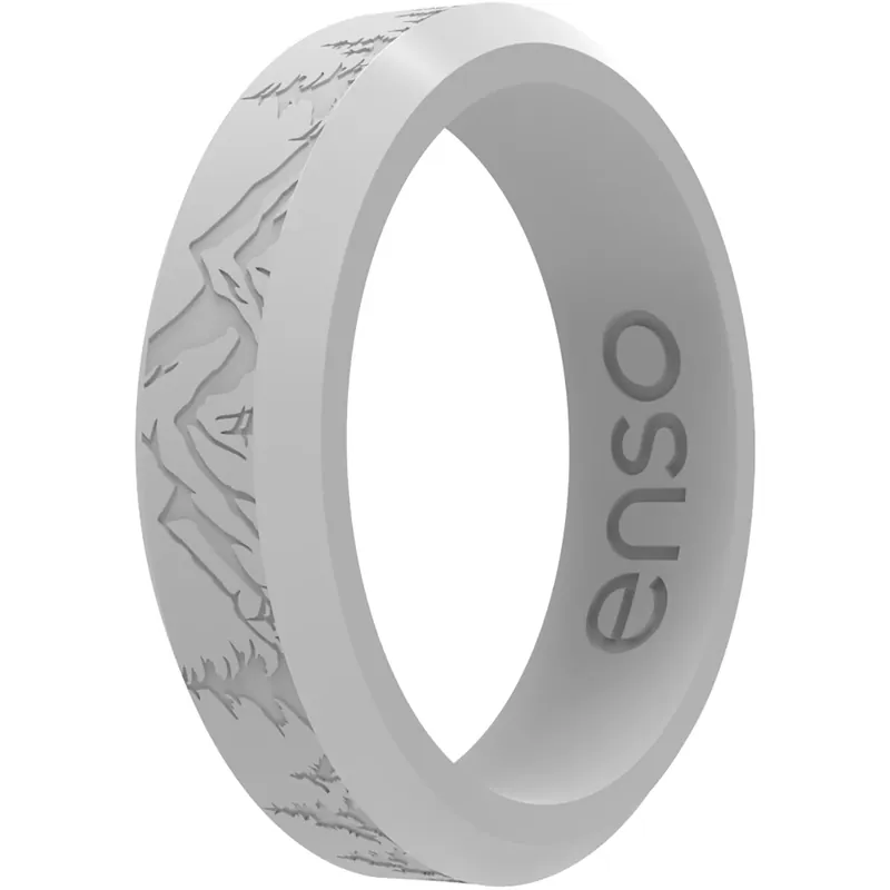 Nieuw Enso Rings Dunne Geëtste Bevel Serie Siliconen Ring - Misty Gray Peak