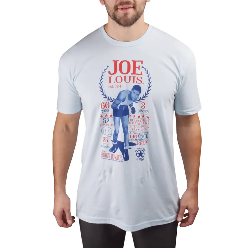 Titel Boksen Joe Louis Stats Premium Fitted Legacy T-shirt - Lichtblauw S Koopje