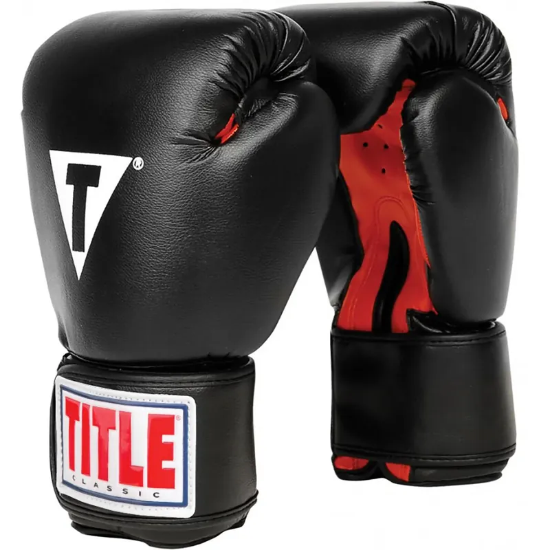 Express Levering Title Boxing Classic Klittenband Vinyl Training Bokshandschoenen - Zwart/Rood Normaal