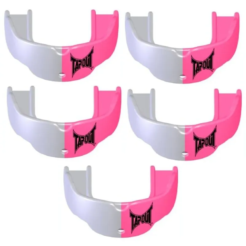 Tapout Adult Beschermende Sportbitje met Bandje 5-Pack - Roze/Wit Fabrieksprijs