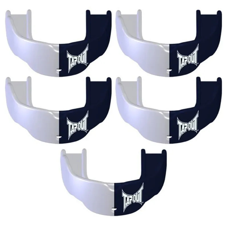 Tapout Adult Beschermende Sport Mondbeschermer met Band 5-Pack - Marineblauw/Wit Fabrieksprijs