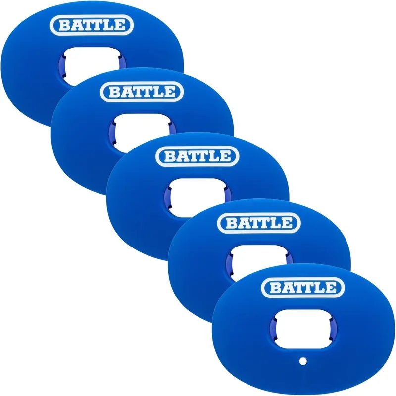 Seizoensaanbieding Battle Sports Oxygen Lip Protector Mondbeschermer met Dikke Band 5-Pack - Blauw