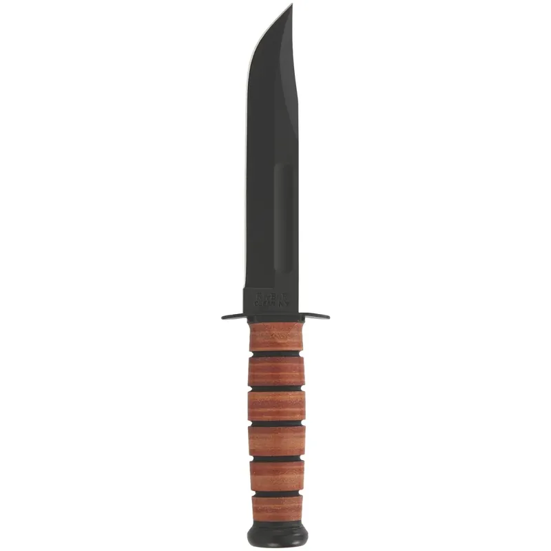 Tijdelijk Beschikbaar KA-BAR USMC 7" Rechte rand Clip Point Vast mes met schede - Bruin