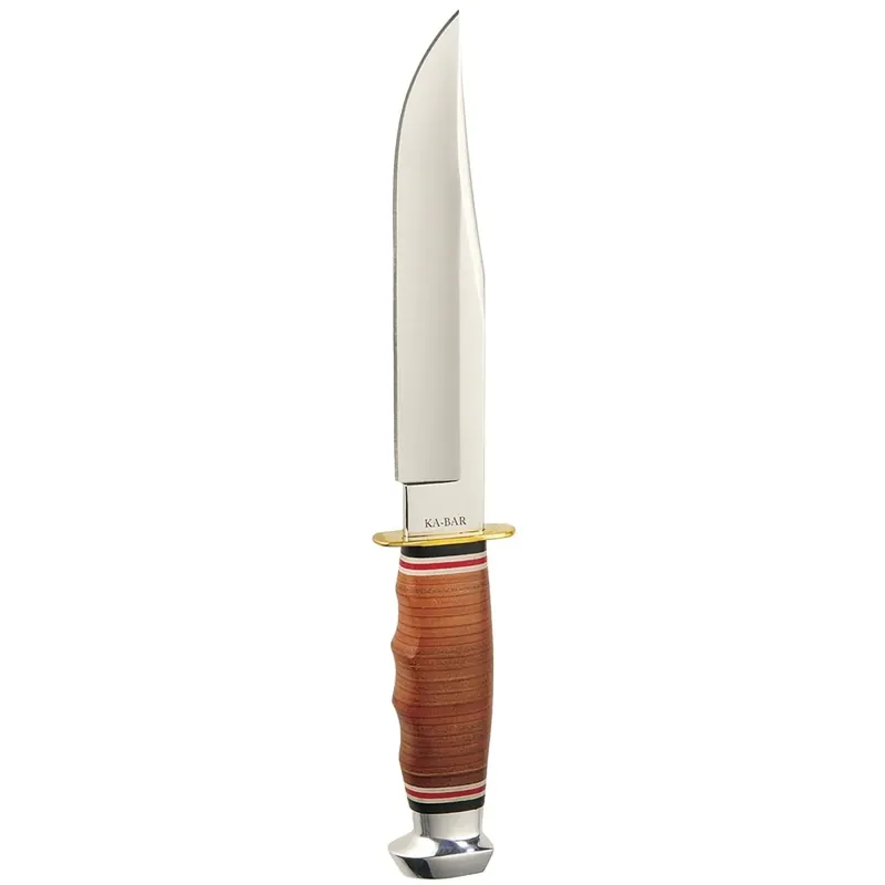 KA-BAR 6.938" vast mes Bowie leren handvat mes met schede - Bruin Lage Prijs