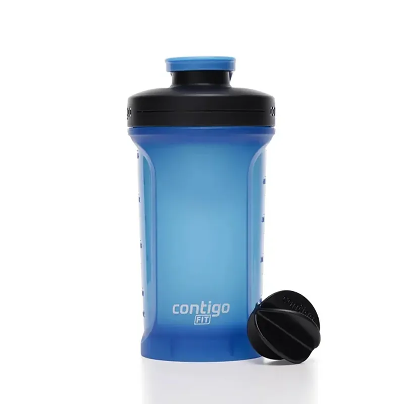Op = Op Contigo 20 oz. Fit Shake & Go 2.0 Plastic Shaker Mixer Fles Blauwe Papaver