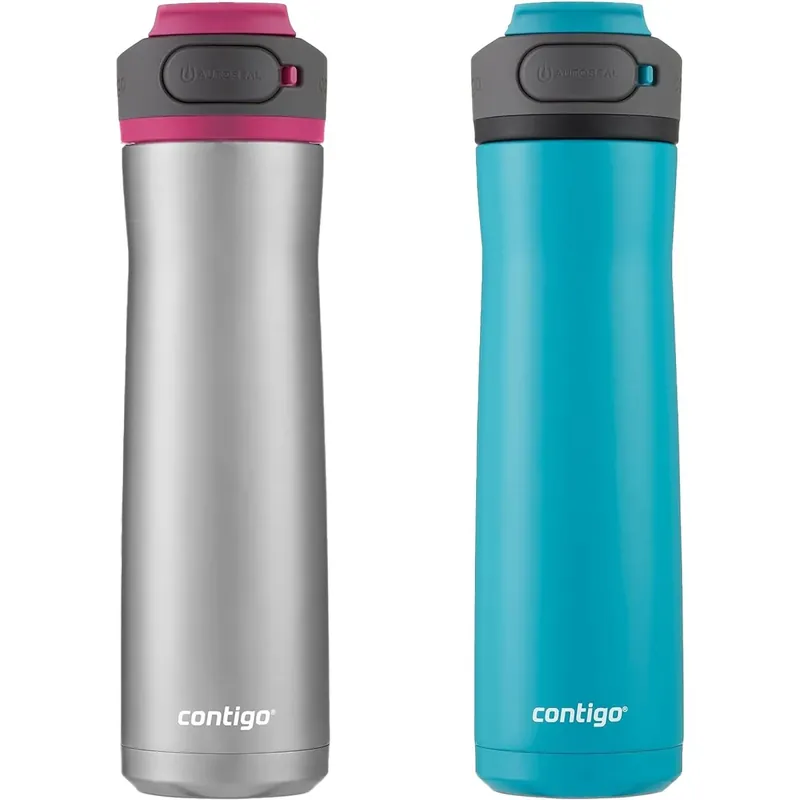 Lage Prijs Contigo 24 oz. Cortland Chill 2.0 Geïsoleerde roestvrijstalen waterfles 2-pack Jeneverbes/Dragonfruit