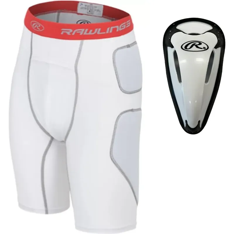 Gereduceerde Prijs Rawlings Baseball Slider Shorts met beschermende cup - Wit Jeugd Regulier