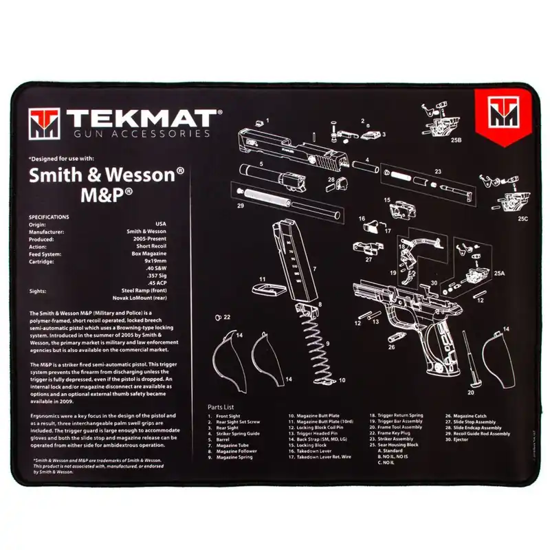 TekMat Ultra Premium Wapenreinigingsmat - 20" X 15" - Smith & Wesson M&P Op = Op