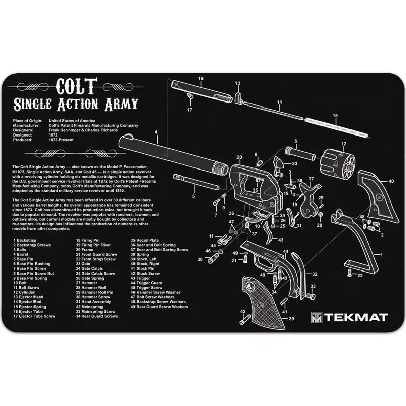 TekMat originele geweerreinigingsmat - 17" X 11" - Colt Single Action Army Express Levering