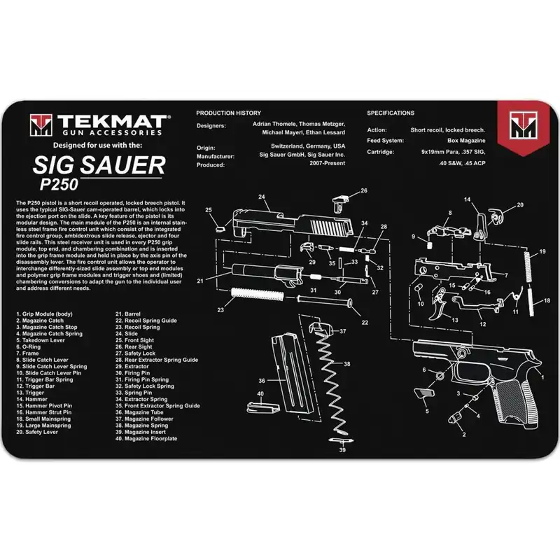 TekMat originele geweerreinigingsmat - 17" X 11" - Sig Sauer P250™ Exclusieve Aanbieding