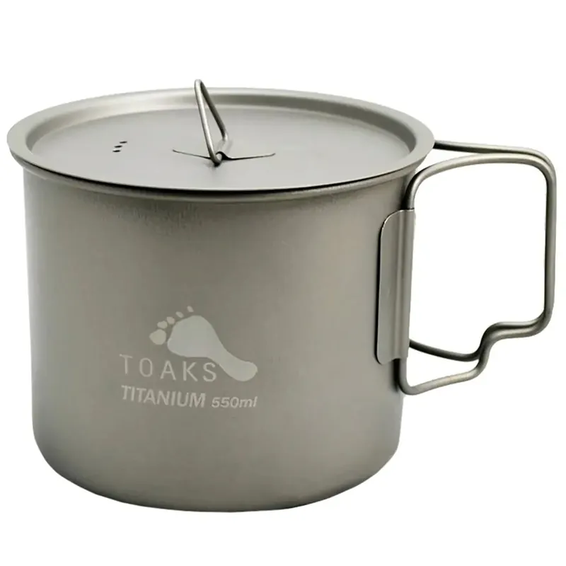 TOAKS Ultralichte Titanium Camping Kookpot met Opvouwbare Handgrepen en Deksel - 550ml Gratis Retour