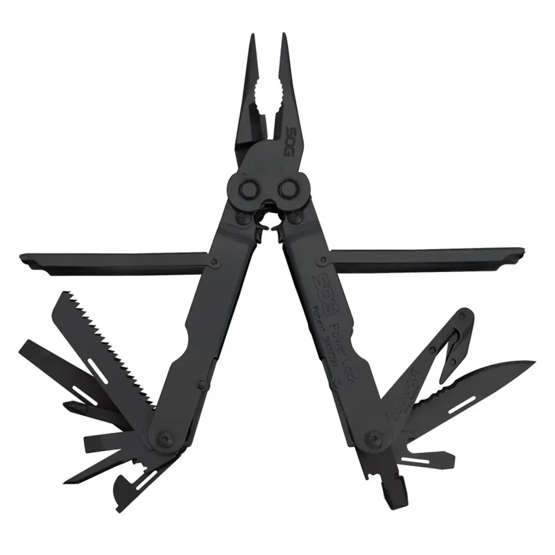 SOG - Powerlock Multi-Tool met V-snijder en Nylon Hoes - Zwart Oxide Hete Deal