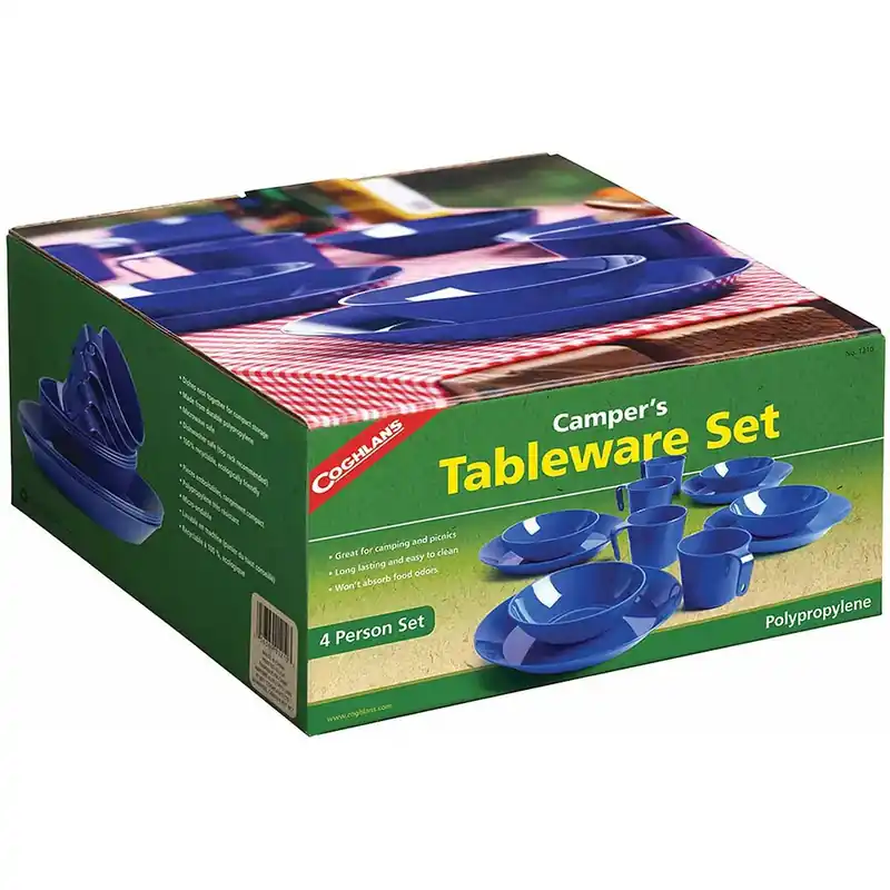 Coghlan's Camper's Serviesset (4 Personen), Lichtgewicht Borden, Kopjes en Kommen Weekendaanbieding