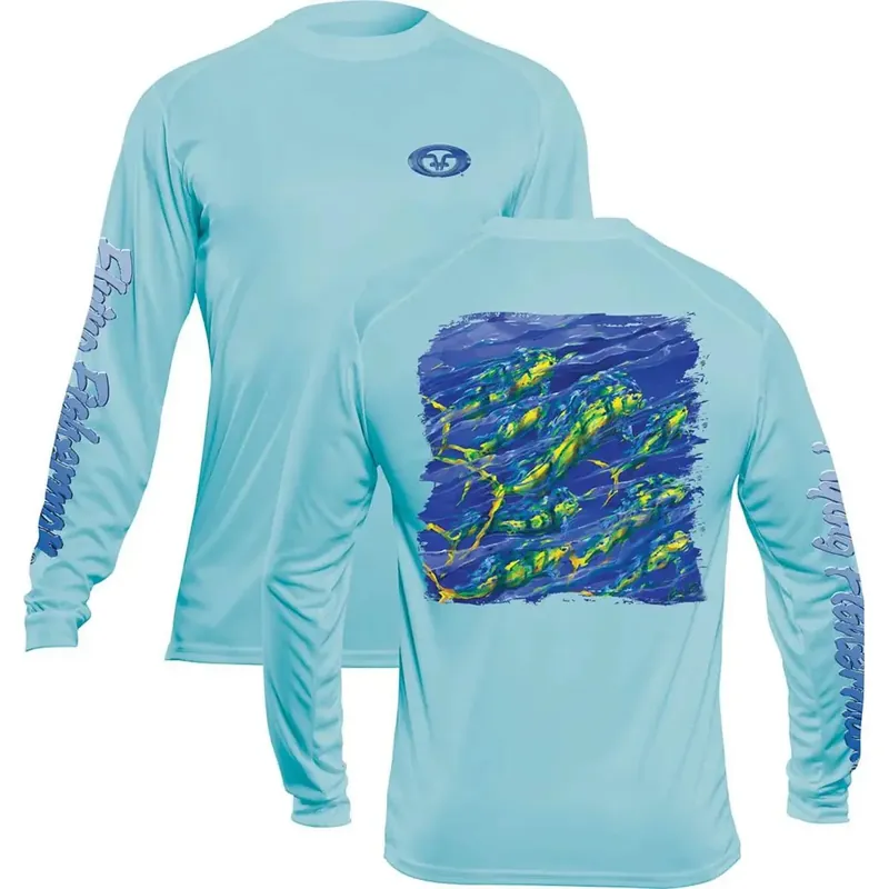 Gecertificeerd Flying Fisherman Pasta Mahi Performance T-shirt met lange mouwen - Aqua 2XL