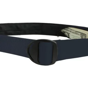 Bison Designs Crescent Black Buckle Geldriem - Marineblauw M Premium