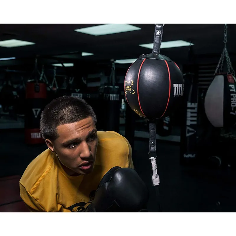 Title Boxing Gyro Balanced Leather Double End Bag - 7" - Zwart Direct Verzonden
