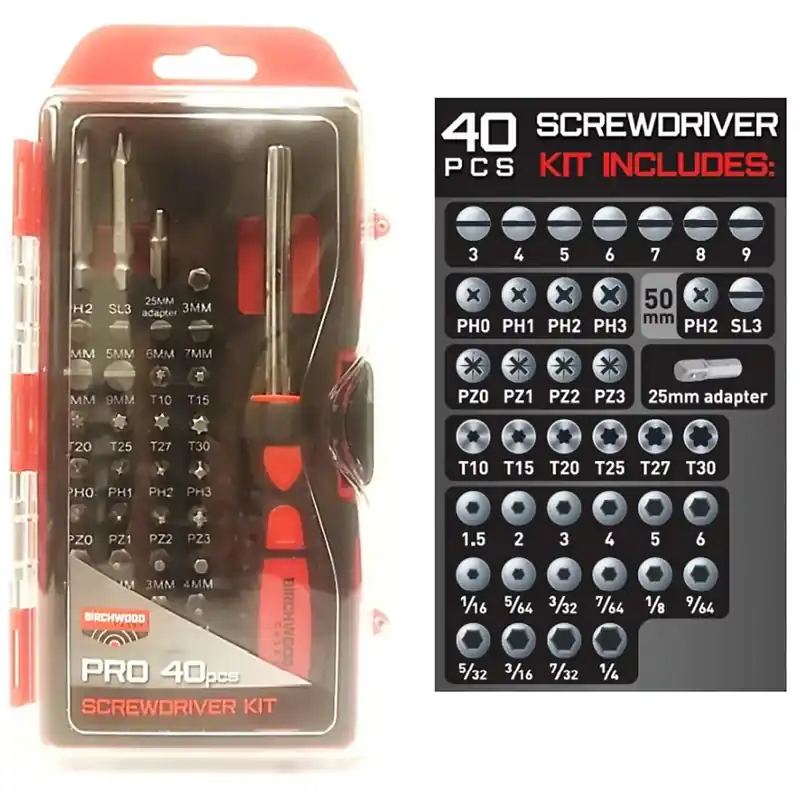 Veilige Betaling Birchwood Casey - Pro schroevendraaierset - 40-delige set met koffer