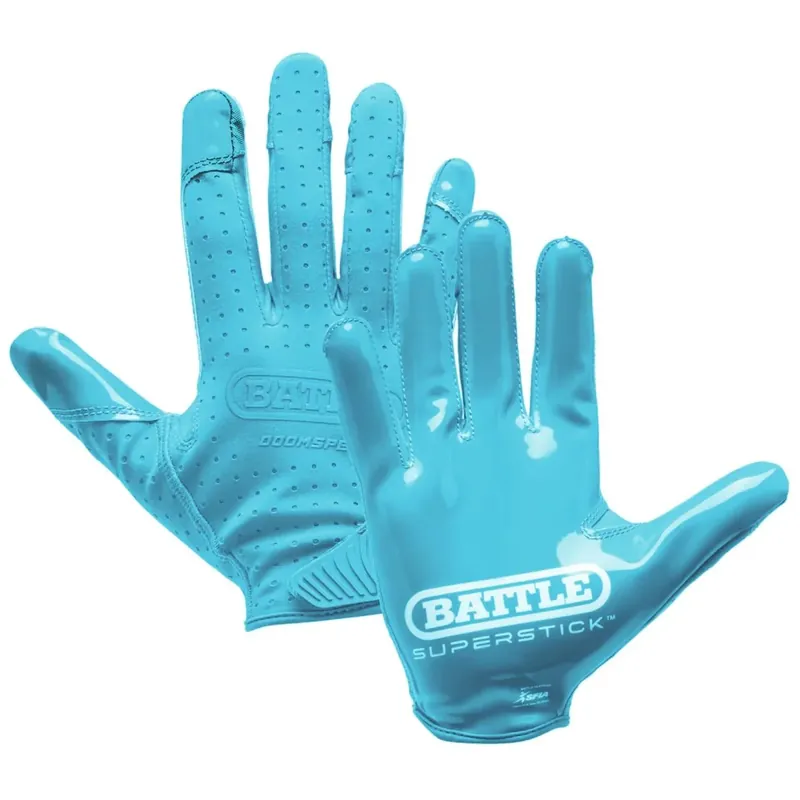 Battle Sports Youth Doom Speed Receiver Football Handschoen - Columbia Blauw S Flitsaanbieding