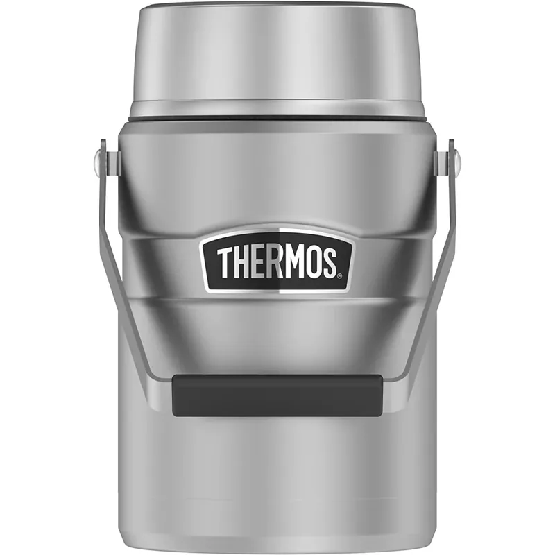 Beste Prijs Thermos 47 oz RVS King Big Boss Voedselpot met 2 Binnencontainers - Mat Staal