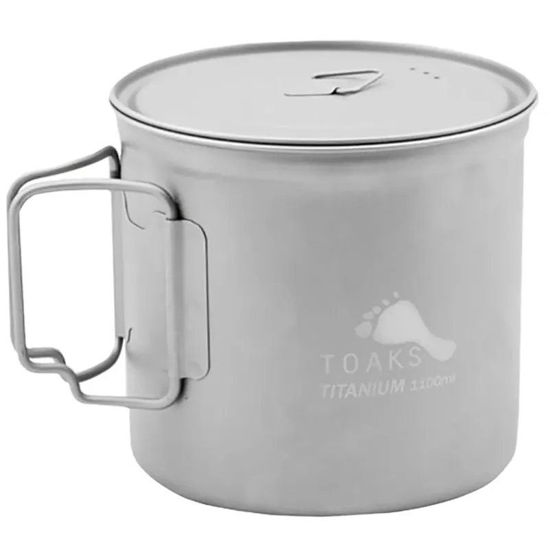 TOAKS Ultralichte Titanium Camping Kookpot met Opvouwbare Handgrepen en Deksel - 1100ml Korting