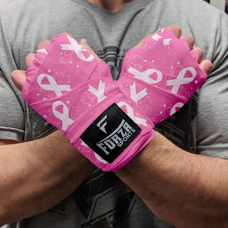 Actieprijs Forza Sports 180" Mexicaanse stijl boks- en MMA-bandages - Borstkankerbewustzijn