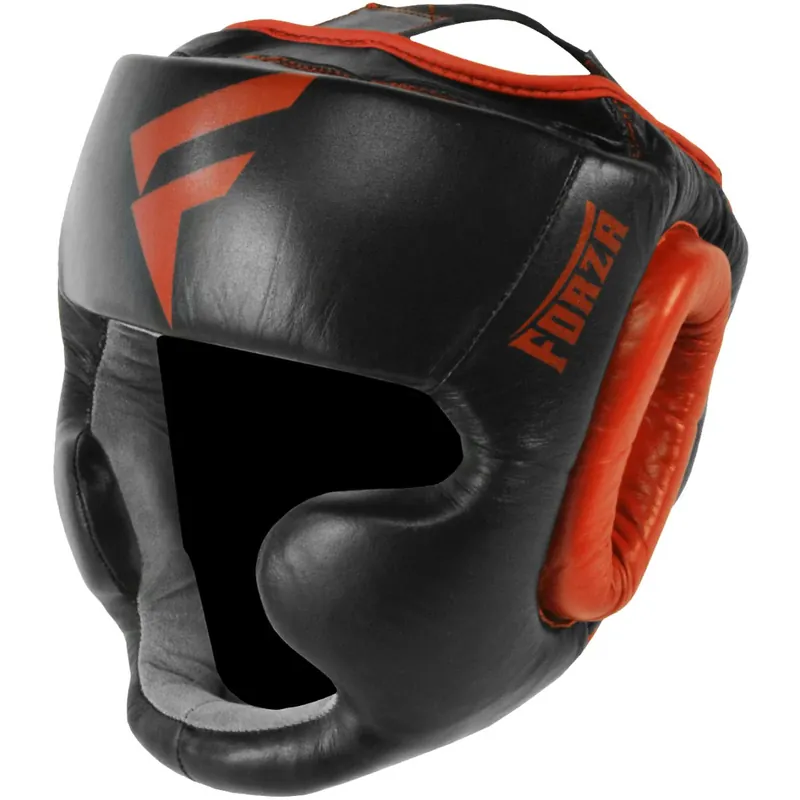Express Levering Forza Sports leren full face boks- en MMA-hoofdbescherming - zwart/rood S