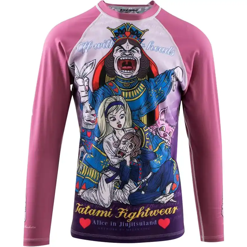 Tatami Kids Meerkatsu Alice in Jiu-Jitsu Land Lange Mouw BJJ Rashguard XS Direct Verzonden